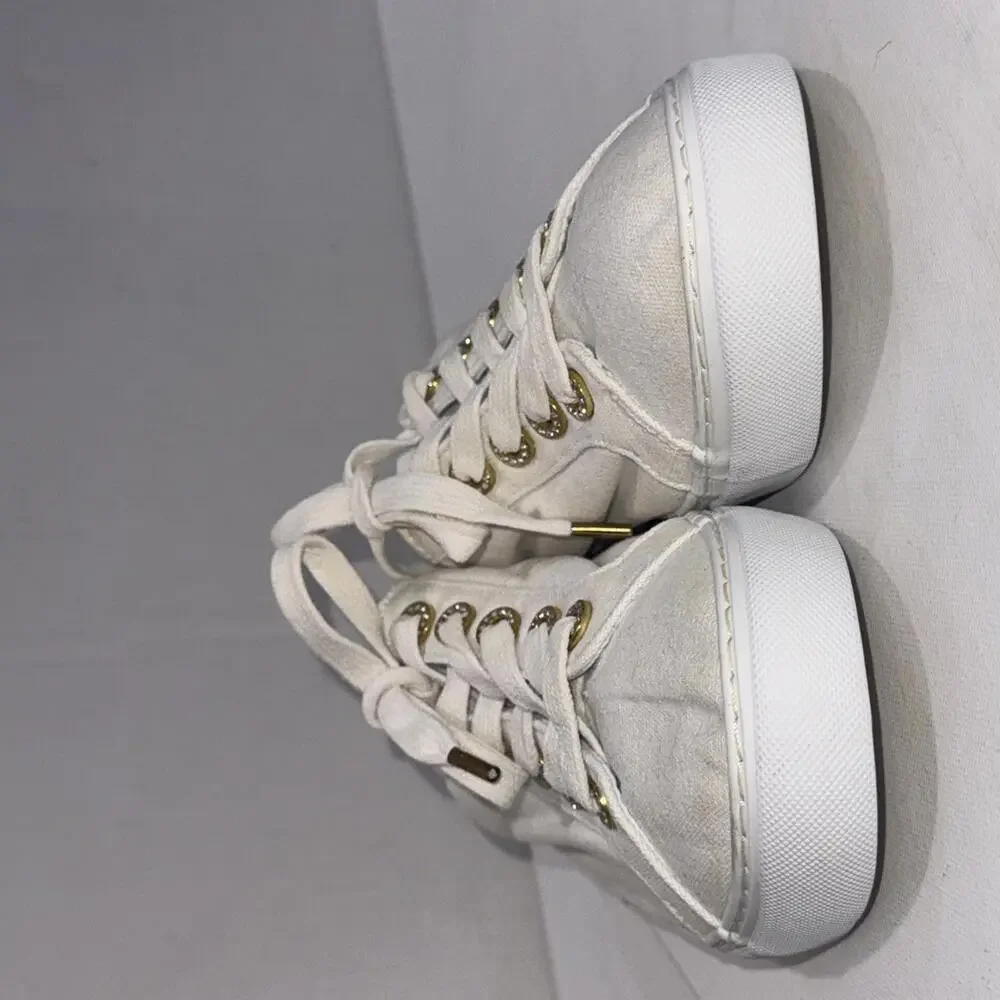 Lilly Pulitzer White Preppy Minimalist Old Money Gold Accents Mule Sneaker Sz 10